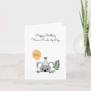 Carte d'anniversaire Cute koala - Texte personnali