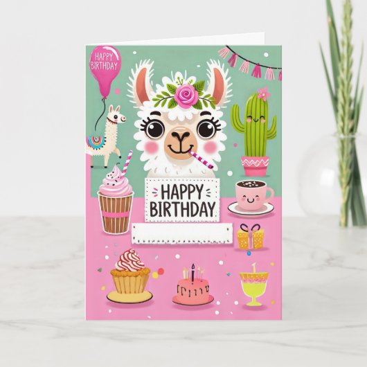 Carte d'anniversaire Cute Llama (Devant)