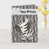 Carte d'anniversaire Cute Zebra & Cupcake (intérie (Fleur jaune)