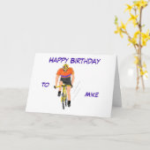 Carte d'anniversaire Cyclist Racing, changer de no (Fleur jaune)