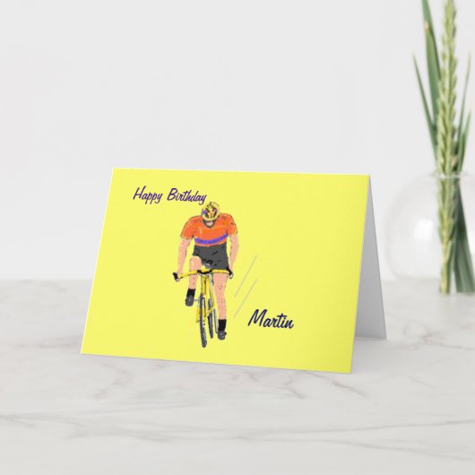 Carte d'anniversaire Cyclist Racing. Modifier le n (Devant)