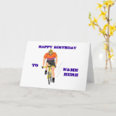 Carte d'anniversaire Cyclist Racing. Modifier le n (Fleur jaune)