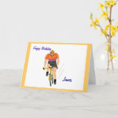 Carte d'anniversaire Cyclist Racing. Modifier le n (Fleur jaune)