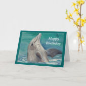 Carte d'anniversaire d'aceo de dauphin (Fleur jaune)