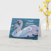 Carte d'anniversaire d'aceo de lac swan (Fleur jaune)