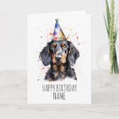 Carte d'anniversaire Dachshund aquarelle (Devant)