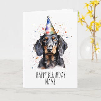 Carte d'anniversaire Dachshund aquarelle