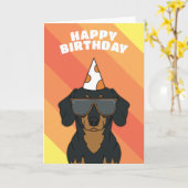 Carte d'anniversaire Dachshund Dog (Fleur jaune)