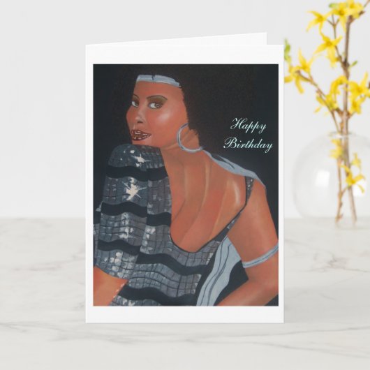 Carte d'anniversaire d'Afro-américain semblant (Fleur jaune)