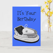 Carte d'anniversaire d'âge de Dodgem (bleue) (Fleur jaune)