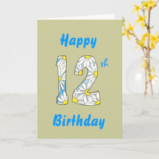 Carte d'anniversaire Daisy 12e (Fleur jaune)