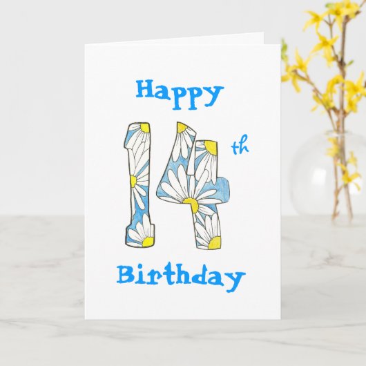 Carte d'anniversaire Daisy 14e (Fleur jaune)