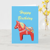 Carte d'anniversaire Dala Horse (Fleur jaune)