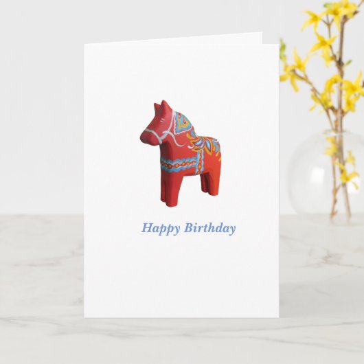 Carte d'anniversaire Dala Horse (Fleur jaune)