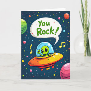 Carte d'anniversaire d'alien cosmique amusante