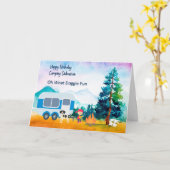 Carte d'anniversaire Dalmatie Camping familial (Fleur jaune)