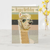 Carte d'anniversaire d'alpaga (Fleur jaune)