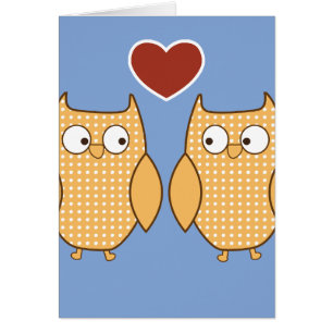 Carte d'anniversaire d'amour pour le coeur de hibo