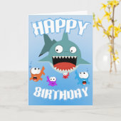 Carte d'anniversaire d'amusement de requin (Fleur jaune)