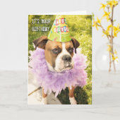 Carte d'anniversaire d'animal de fête (Fleur jaune)