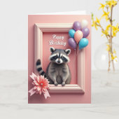 Carte d'anniversaire d'animal encadré (Fleur jaune)