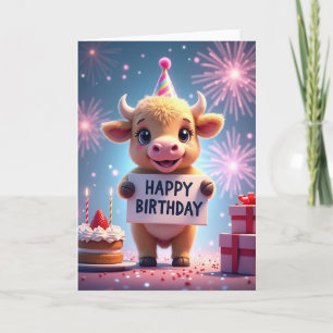 Carte d'anniversaire d'animal enjoué et duveteux
