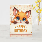 Carte d'anniversaire d'animal qui regarde (Fleur jaune)