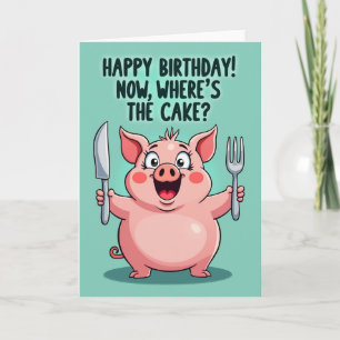 Carte d'anniversaire d'animal rose dodu