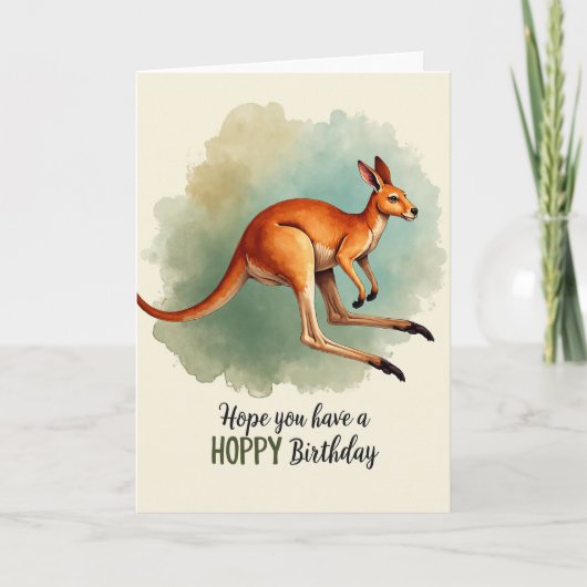 Carte d'anniversaire d'animal sautant (Devant)