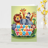 Carte d'anniversaire d'animal sauvage (Fleur jaune)