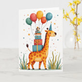 Carte d'anniversaire d'animal tacheté (Fleur jaune)