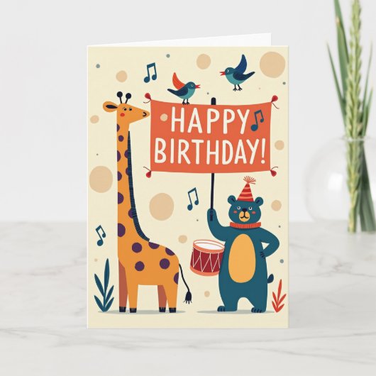 Carte d'anniversaire d'animal tacheté joyeux (Devant)