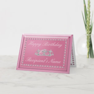 Carte d'anniversaire dans les diamants roses et la