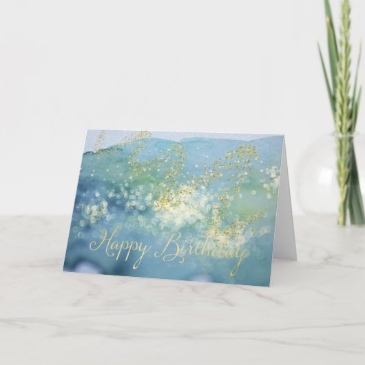 Carte d'anniversaire d'Aquarelle bleu brillant (Devant)