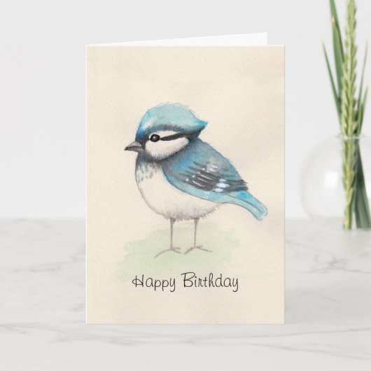 Carte d'anniversaire d'aquarelle Bluejay (Devant)