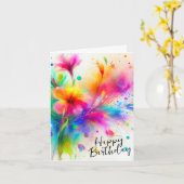 Carte d'anniversaire d'aquarelle florale (Fleur jaune)