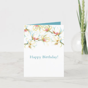 Carte d'anniversaire d'aquarelle Magnolia Floral