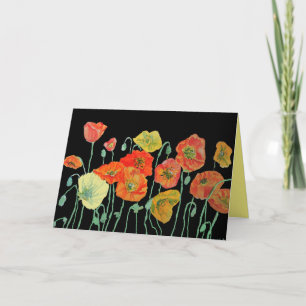 Carte d'anniversaire d'aquarelle orange et noires