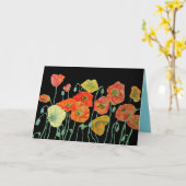 Carte d'anniversaire d'aquarelle orange et noires (Fleur jaune)