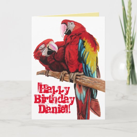 Carte d'anniversaire d'aquarelle rouge clair pour (Devant)
