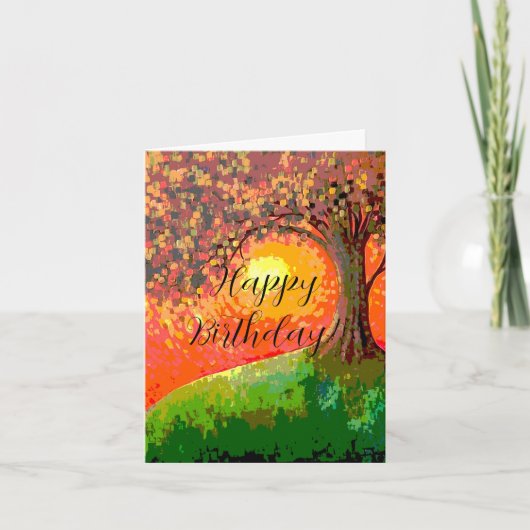 Carte d'anniversaire d'arbre d'automne (Devant)