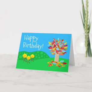 Carte d'anniversaire d'arbre d'automne nouvelle pa