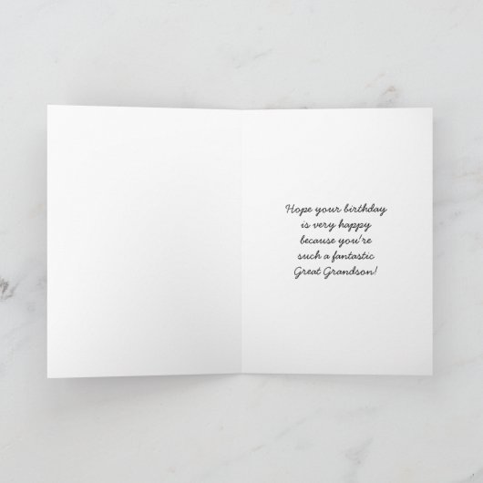 Carte d'anniversaire d'arrière-petit-fils - (Intérieur)