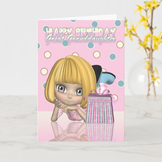 Carte d'anniversaire d'arrière-petite-fille avec (Fleur jaune)