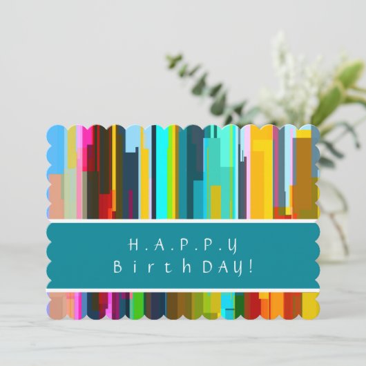 Carte d'anniversaire d'art Abstrait personnalisée (Debout devant)