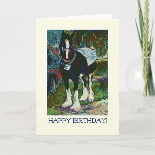Carte d'anniversaire d'art - Cheval de Shire (Devant)