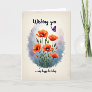 Carte d'anniversaire d'art de pavot vibrant
