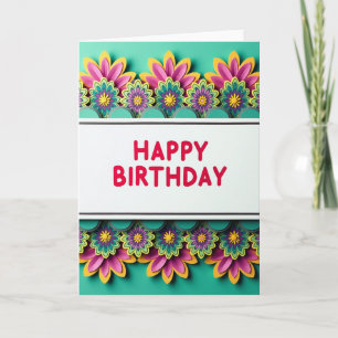 Carte d'anniversaire d'art floral joyeuse