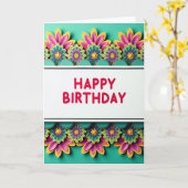 Carte d'anniversaire d'art floral joyeuse (Fleur jaune)