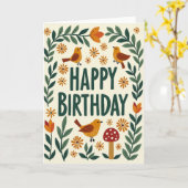 Carte d'anniversaire d'art folklorique (Fleur jaune)